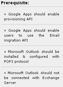 Outlook Express to Google Apps conversion pre-requirements