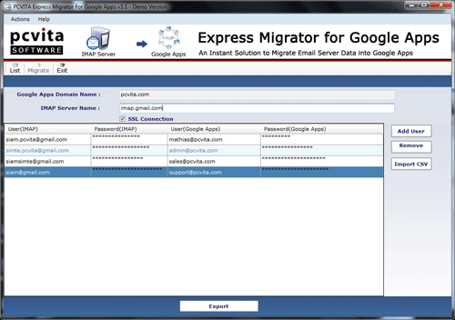 IMAP to Google Apps screen shot