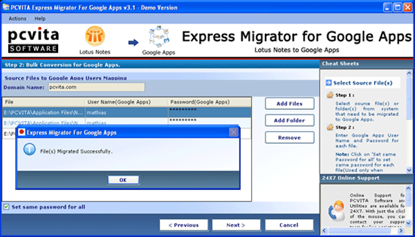 Google Apps Migration screen shot